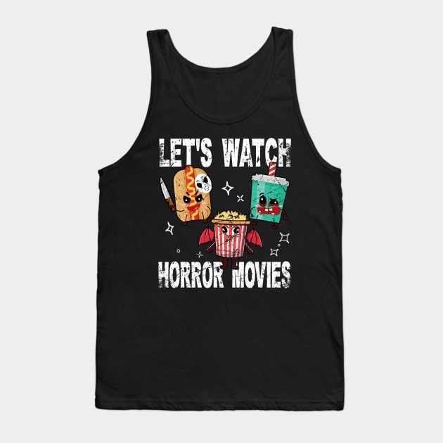 Retro Lets Watch Horror Movies Cute Halloween Costume Tank Top by everetto